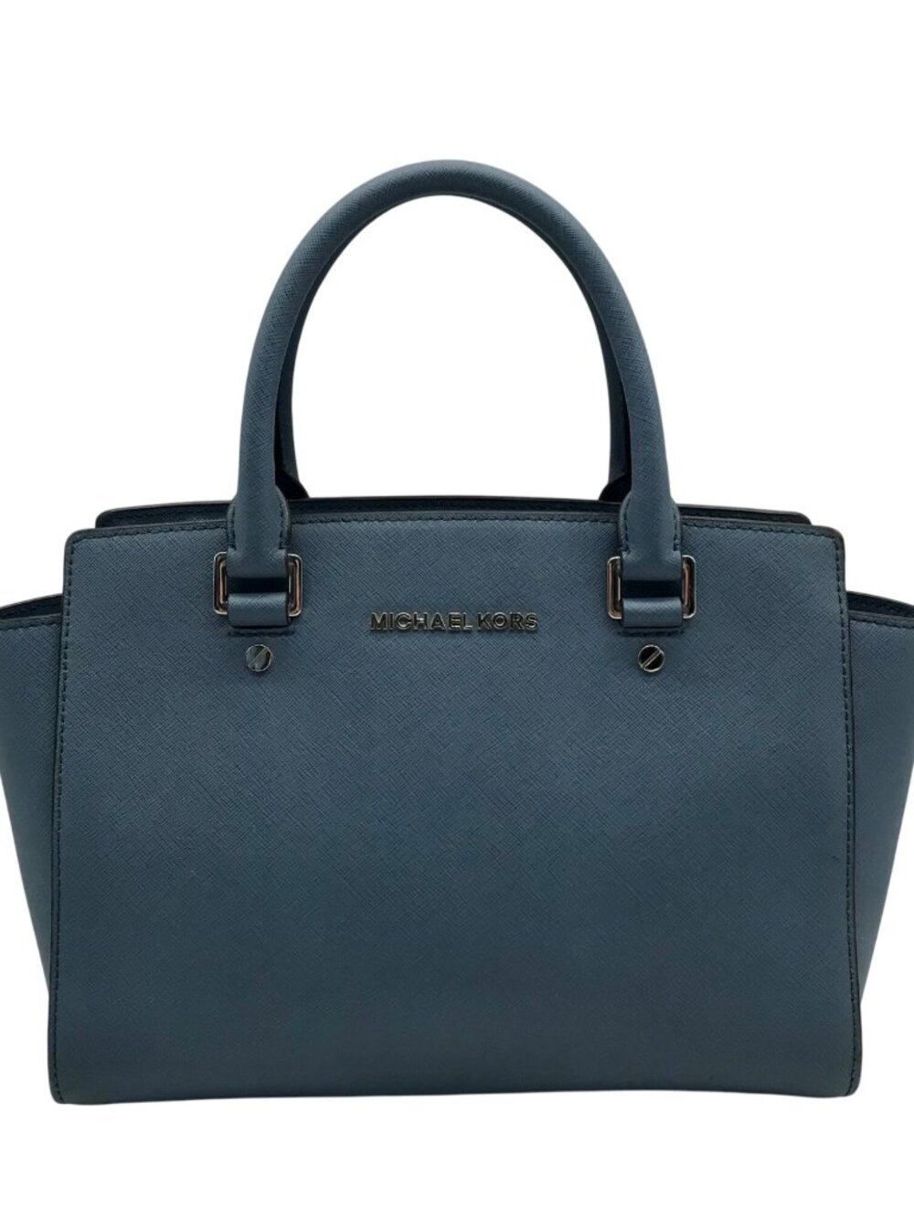 Michael Kors Blue Saffiano Leather Selma Satchel